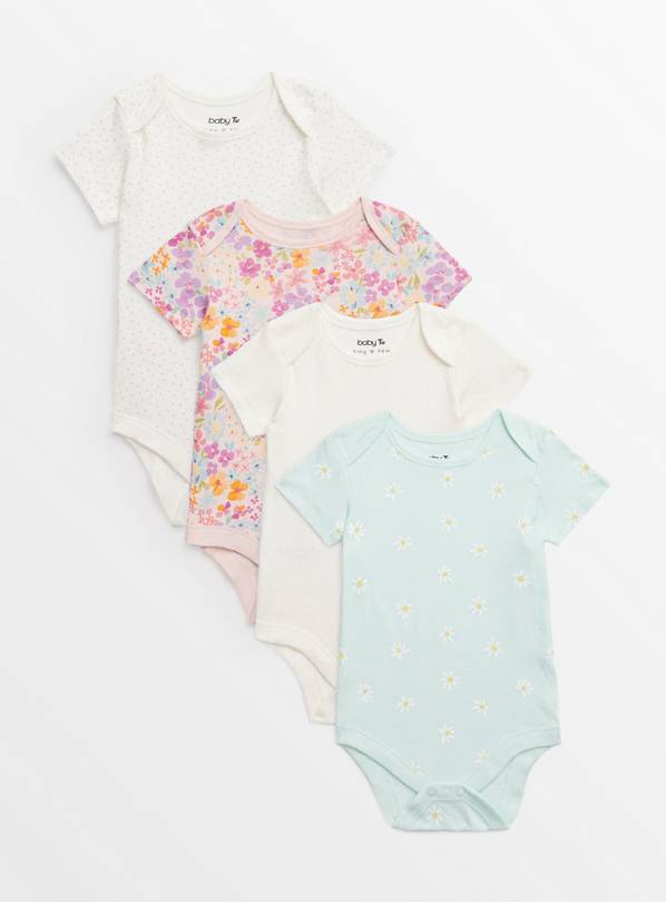 Floral Print Organic Bodysuit 4 Pack Up to 3 mths